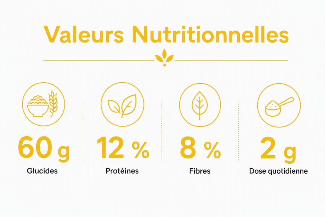 Visuel détaillant la composition nutritionnelle de la maca