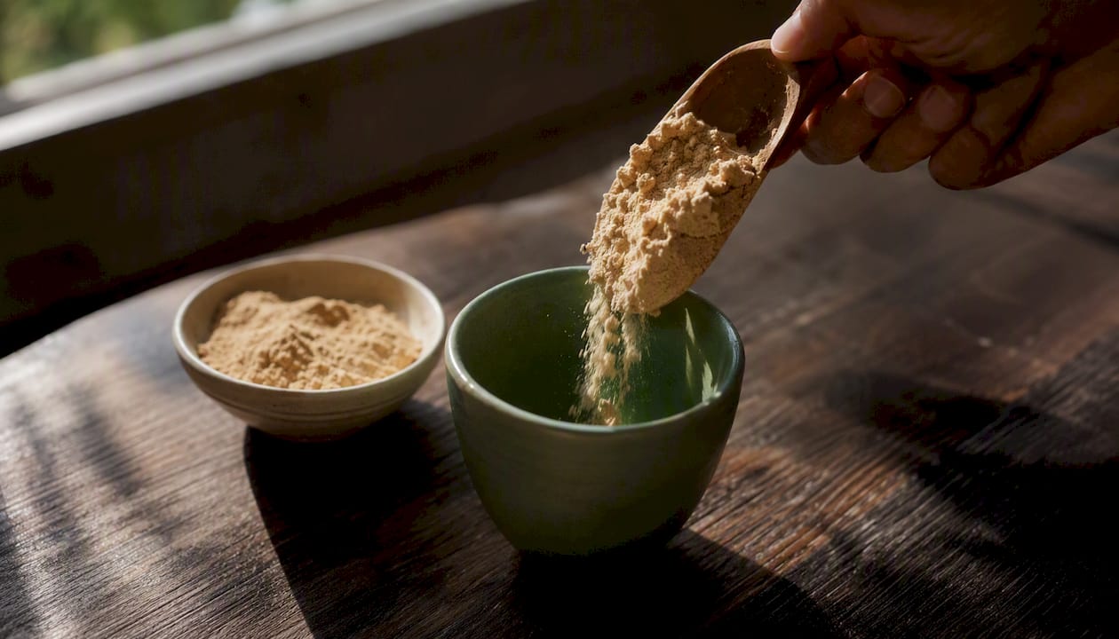 Cuillères de maca en poudre, version crue ou gélatinisée