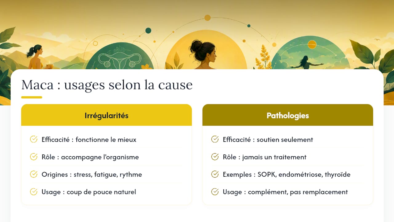 Ce que l'expérience éditoriale nous apprend sur la maca et les cycles féminins — overview diagram