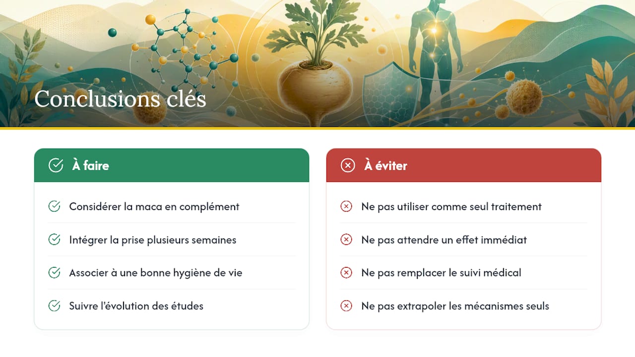 Ce que je retiens de la science sur la maca et l'inflammation — overview diagram