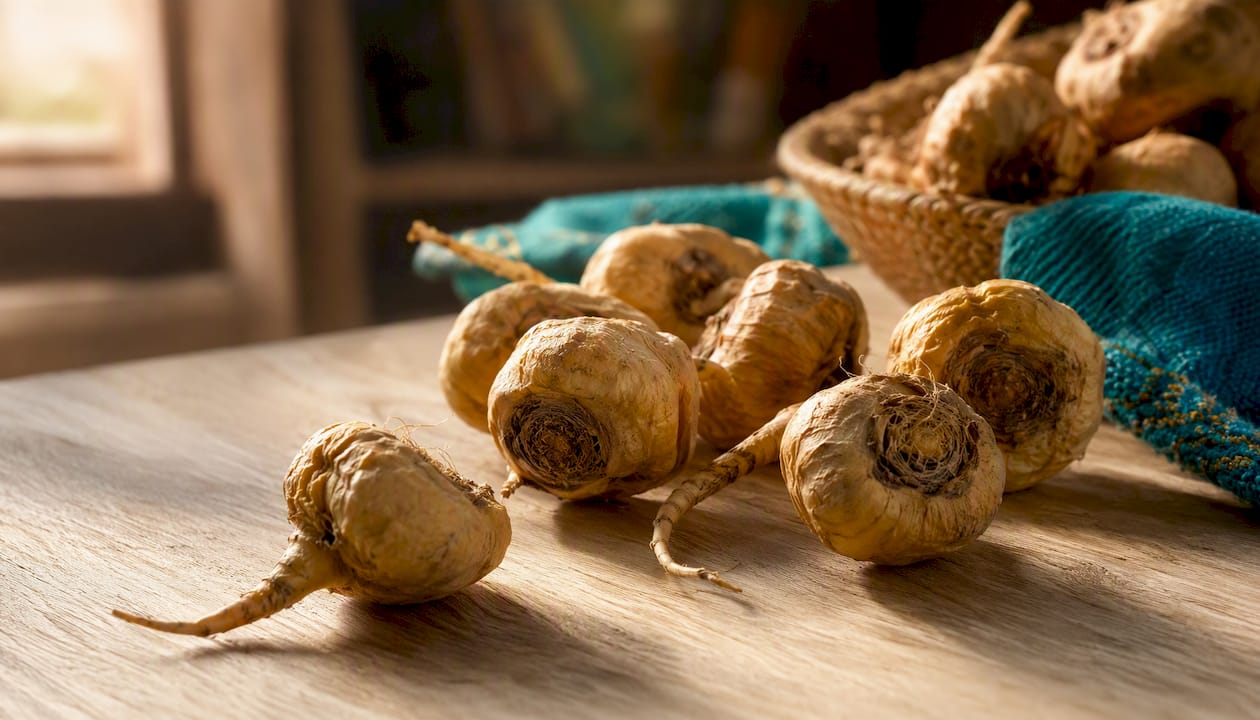 Racines de maca dans un atelier de botanique