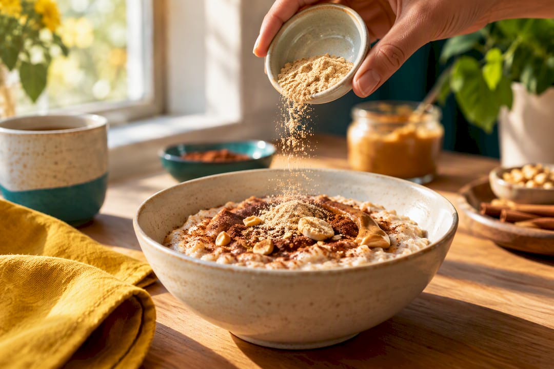 Poudre de maca incorporée au petit-déjeuner