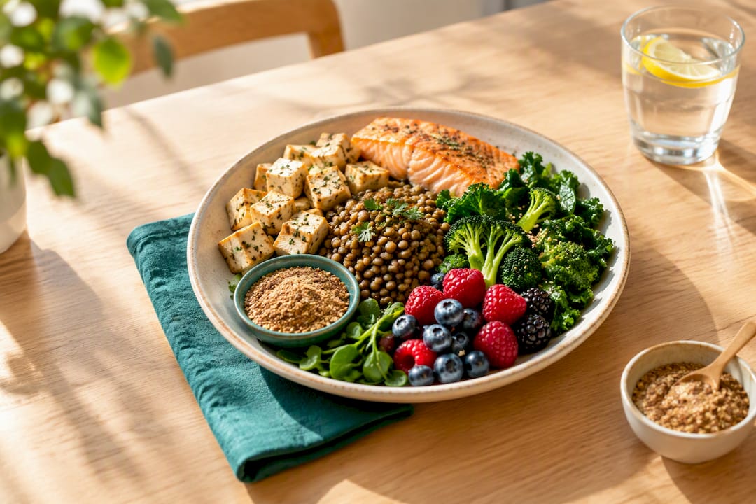 Assiette gourmande et équilibrée pour la ménopause