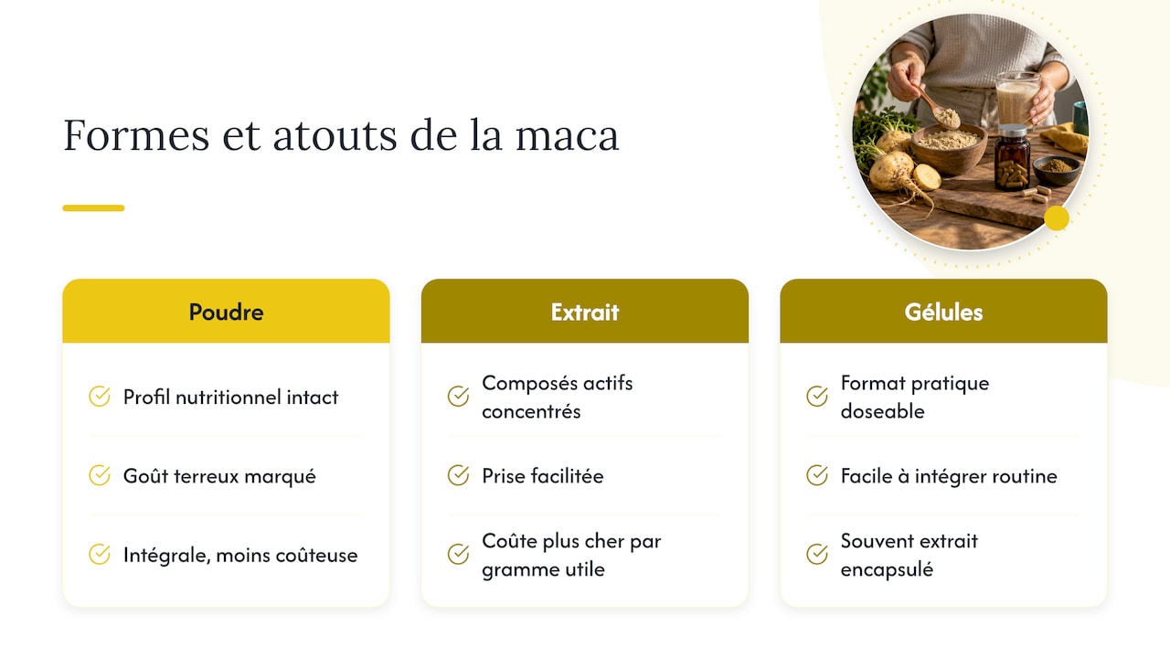 Poudre, extrait ou gélules : quelles formes et quels dosages ? — overview diagram
