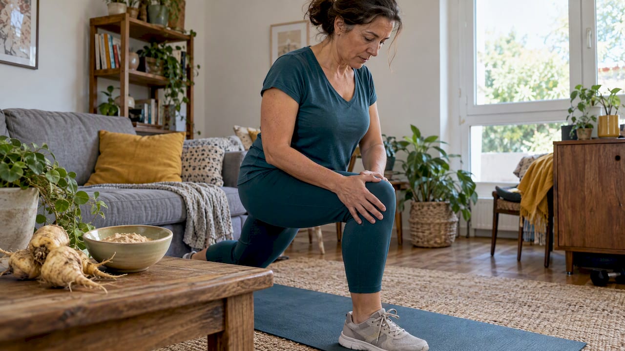 Femme effectuant un mouvement fluide avec de la maca