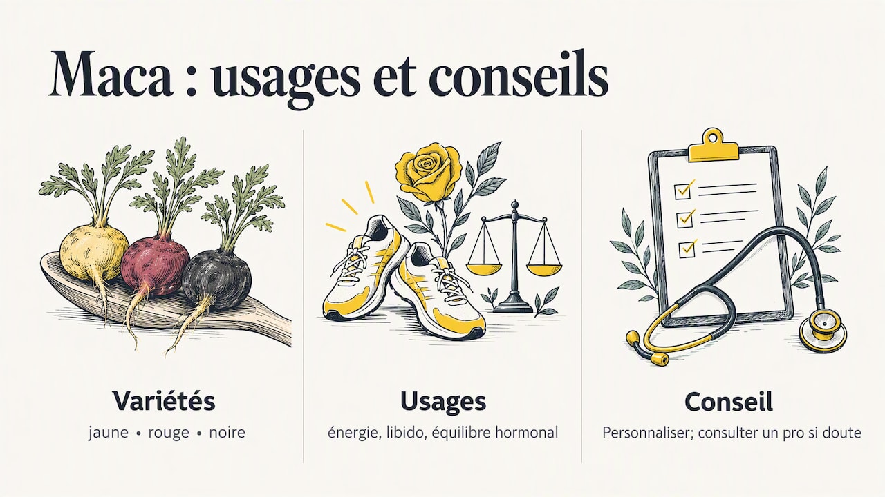 Ce que nous proposons sur la maca et quand y recourir — overview diagram