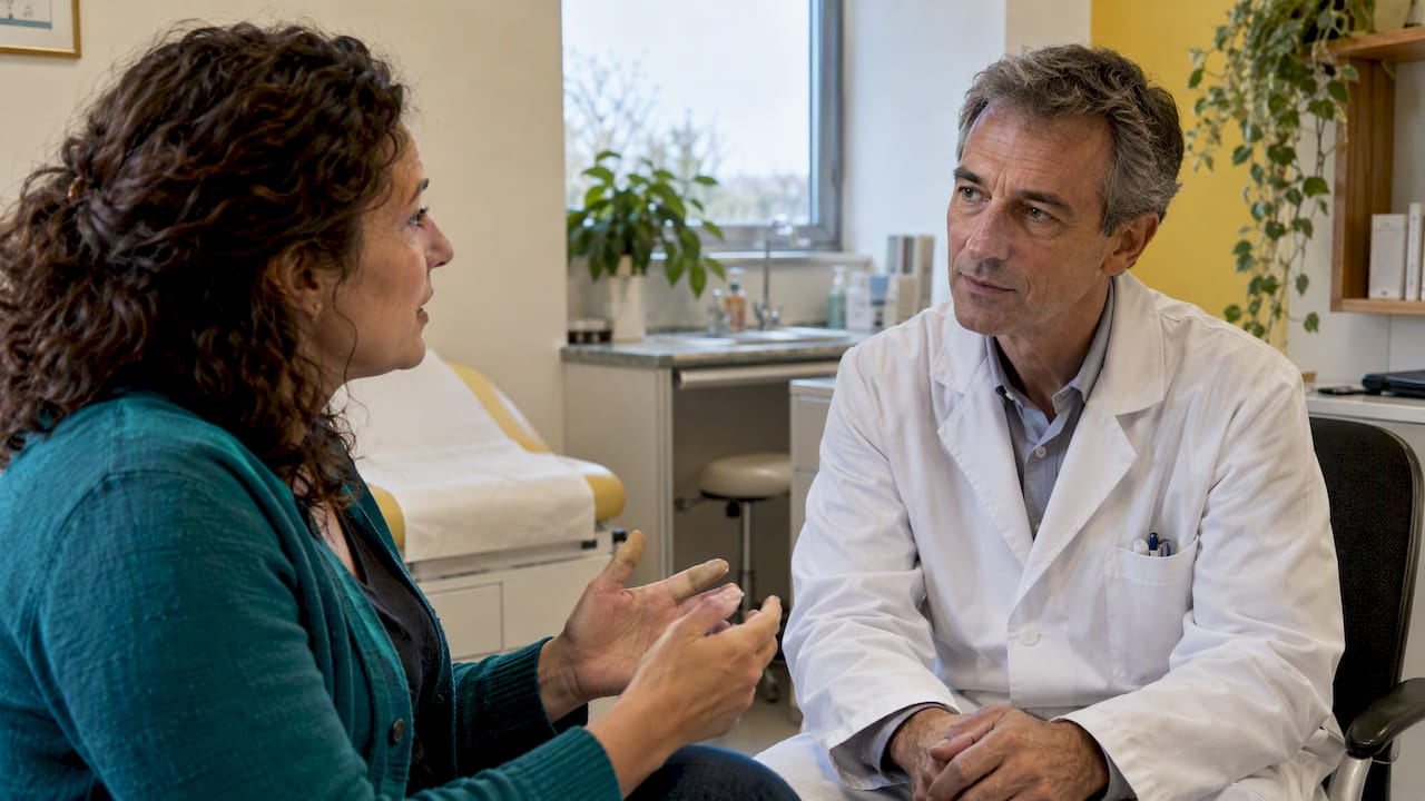 Une patiente discute de plantes médicinales avec un médecin