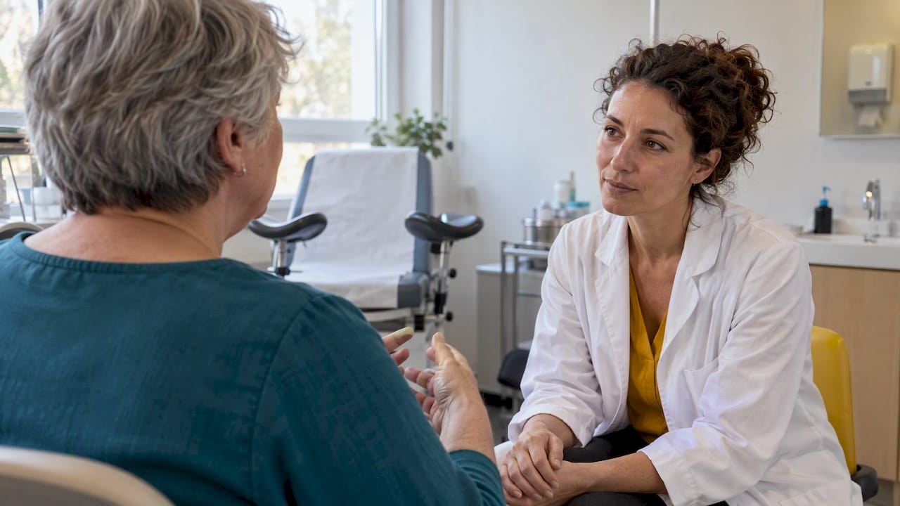 La patiente discute avec sa gynécologue lors de la consultation