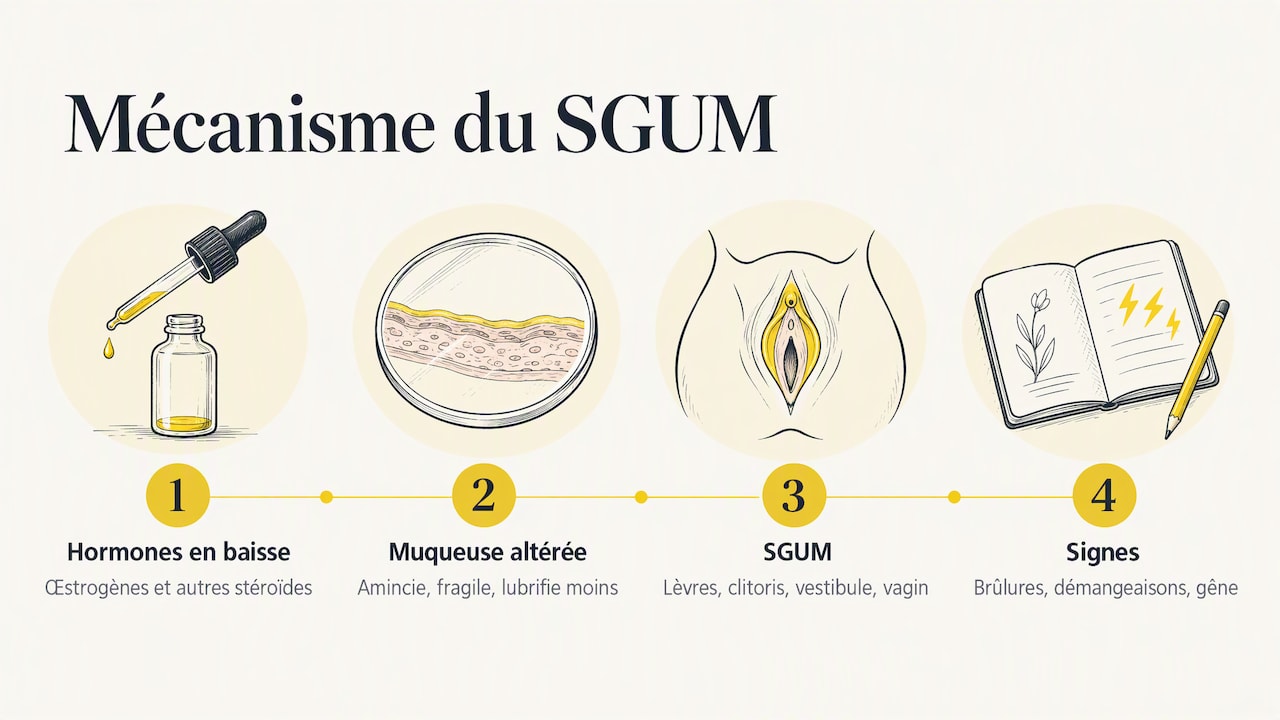 Pourquoi la sécheresse vaginale apparaît — overview diagram