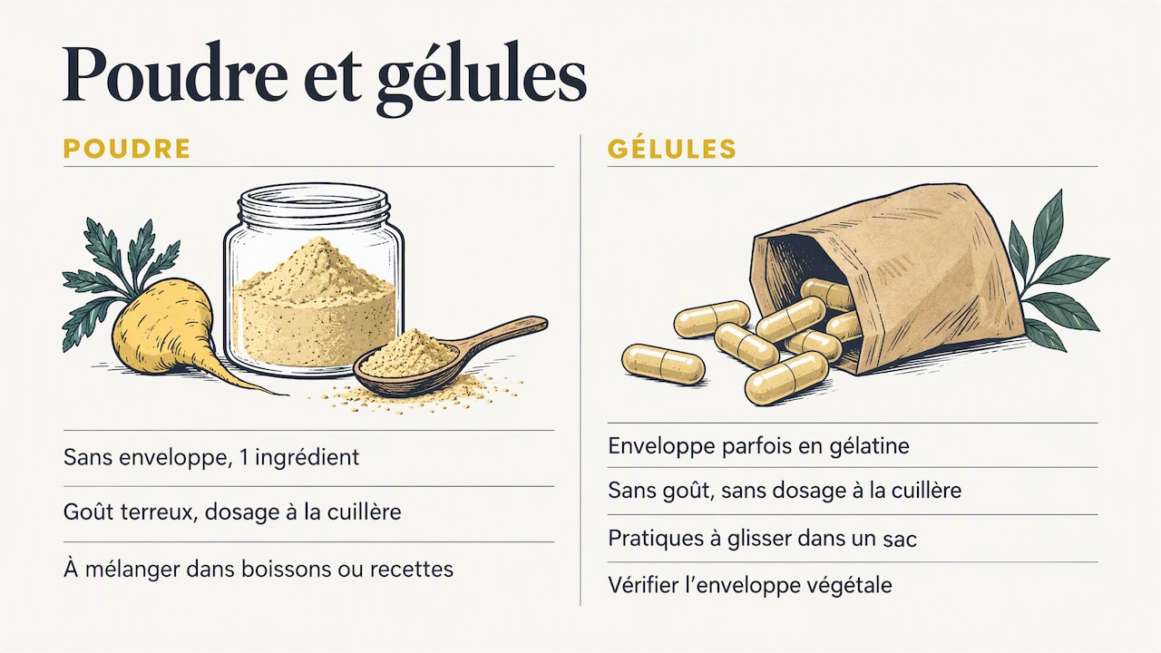 Comparaison des formes poudre et gélules